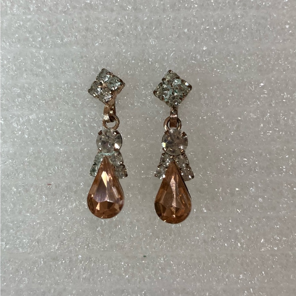 VINTAGE RHINESTONE STUDS DANGLE TEARDROPS
